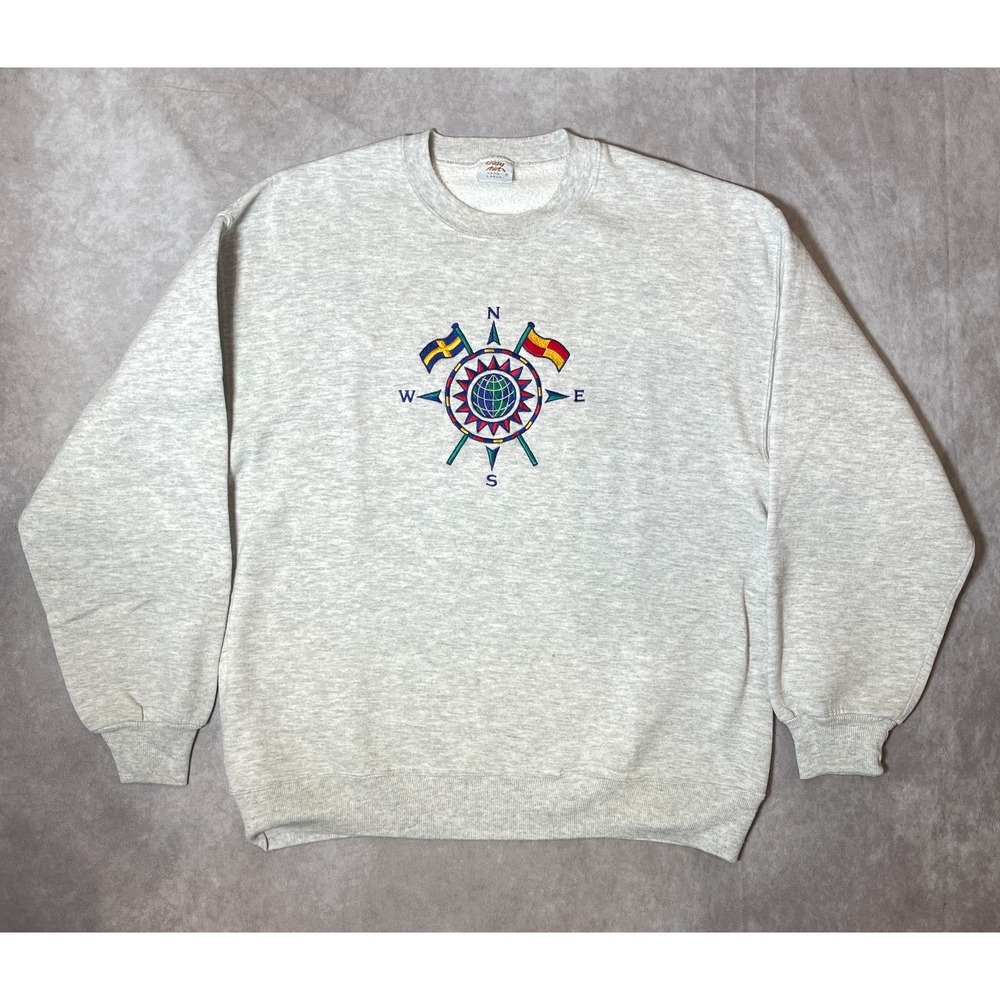 Vintage Crazy Shirts Sweatshirt Mens Large Gray Compass Outdoor Pullover USA 90s